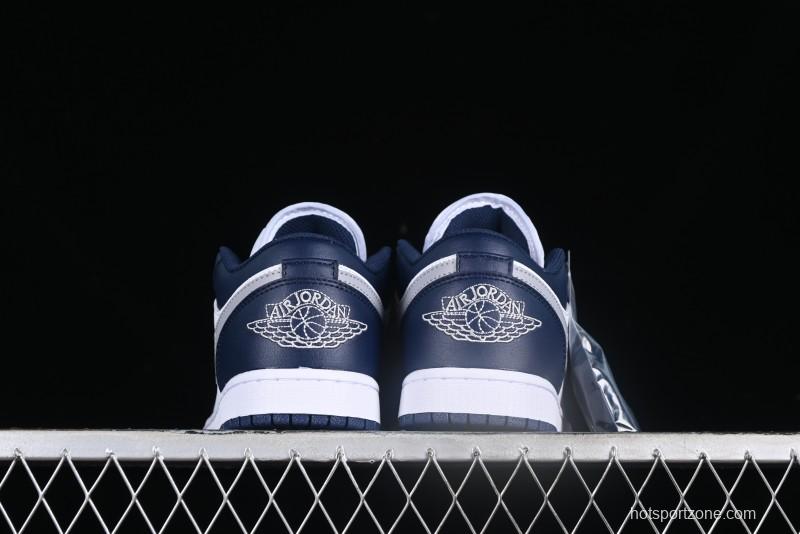 Nike Air Jordan 1 Low AJ1 White Blue Grey Low Top Lifestyle Basketball Shoes - 553558-141