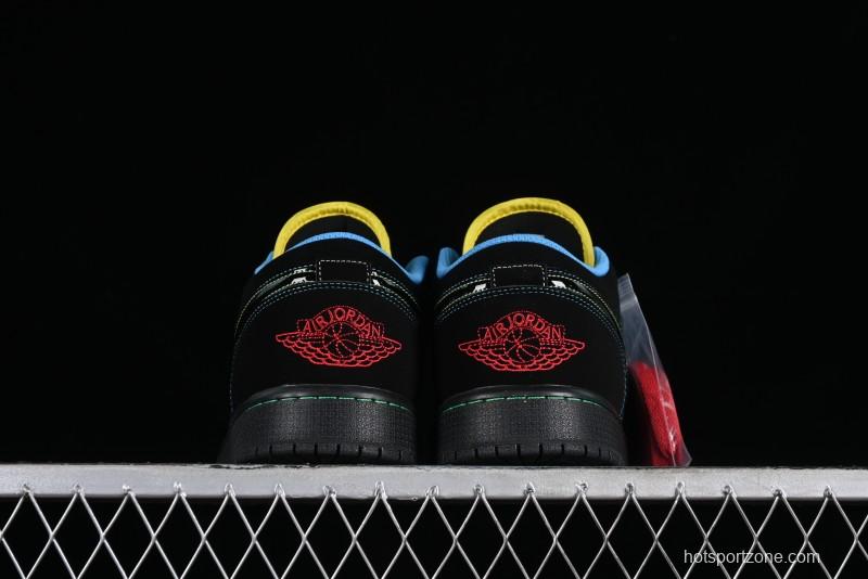 Nike Air Jordan 1 Low AJ1 Black Green Low Top Lifestyle Basketball Shoes - 338145-003