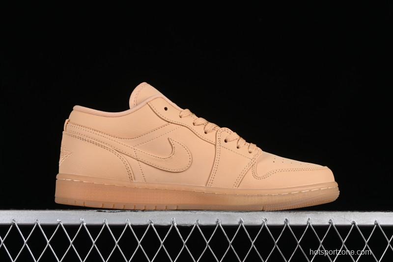 Nike Air Jordan 1 Low AJ1 Lifestyle Basketball Shoes in Warm Yellow with Gum Sole - FZ3972-294