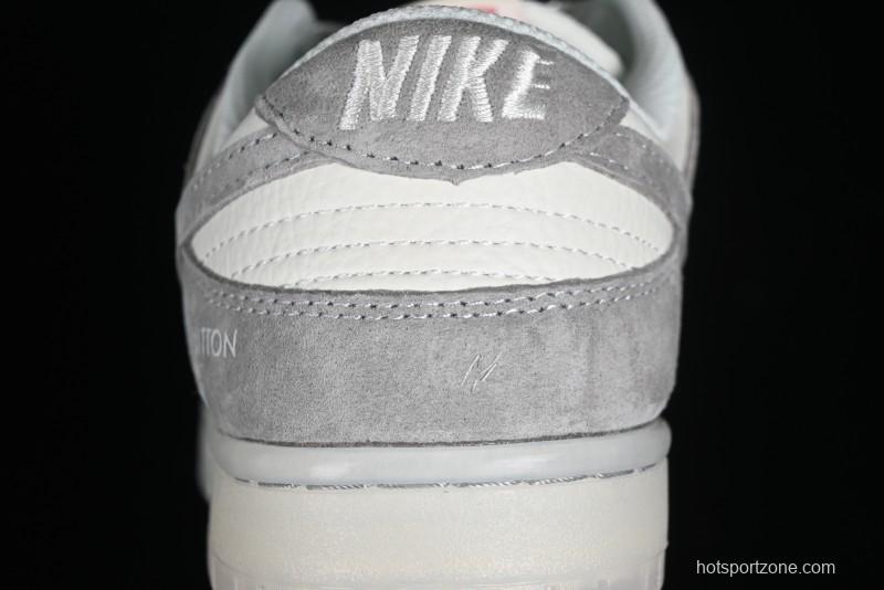 Nike SB Dunk Low LV Collaboration - Beige Grey Crystal Sole Night Light Anniversary High-End Custom Low-Top Casual Sneakers - CR8033-503