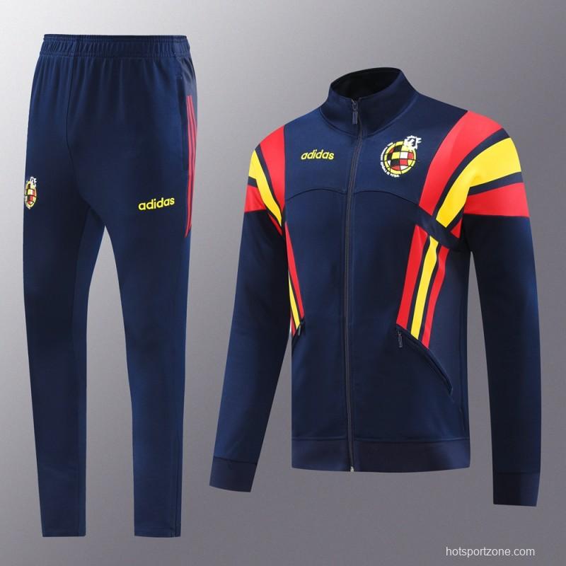 2024 Spain Navy Full Zipper Jacket +Long Pants