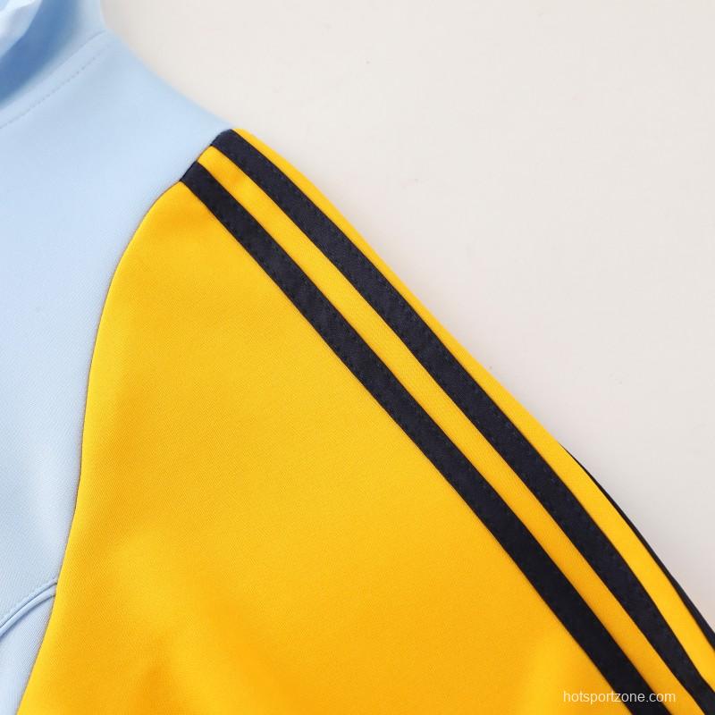 24/25 Real Madrid Light Blue/Yellow Full Zipper Jacket +Long Pants