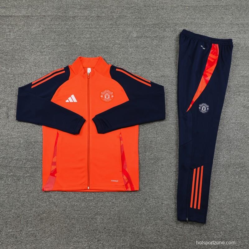 24/25 Manchester United Orange Full Zipper Jacket +Long Pants