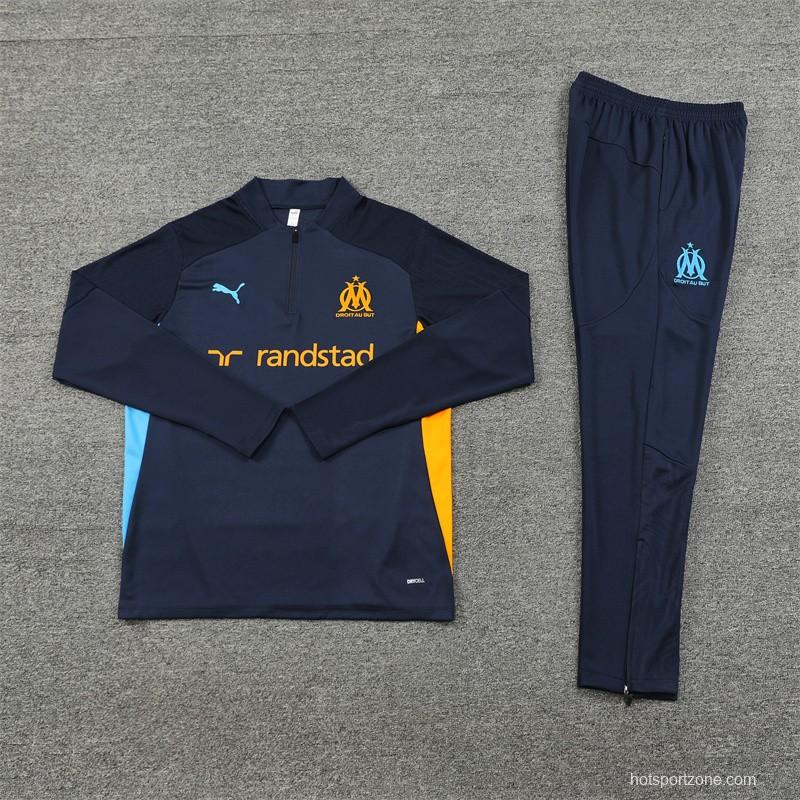 24/25 Olympique Marseille Navy Orange Zipper Jacket+Long Pants