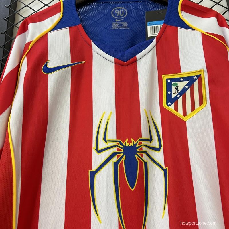 Retro 04/05 Long Sleeve Atletico Madrid Home Jersey