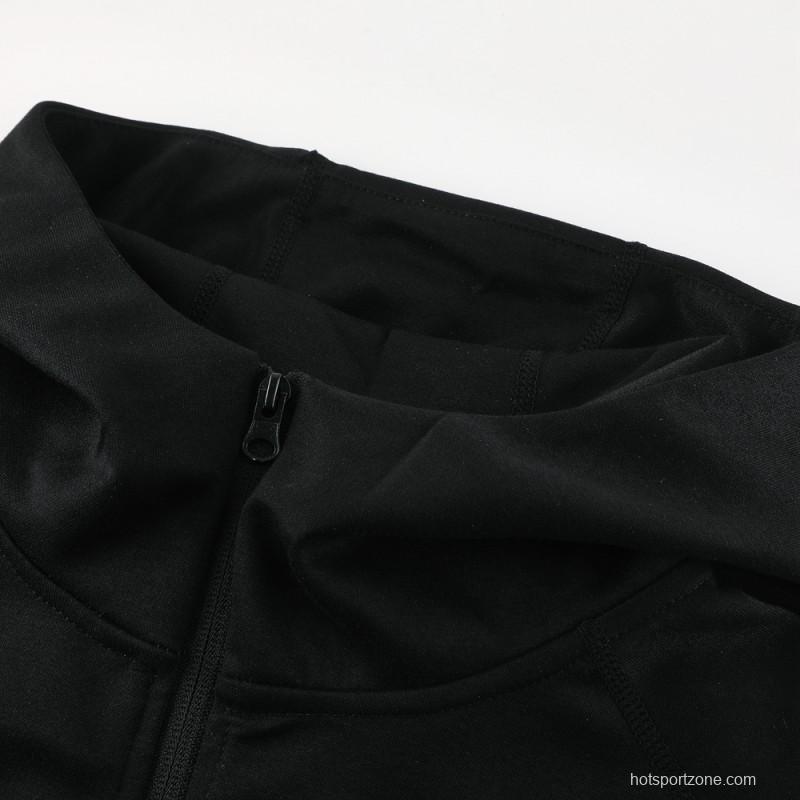 24/25 Barcelona Black Hoodie Full Zipper Jacket +Long Pants