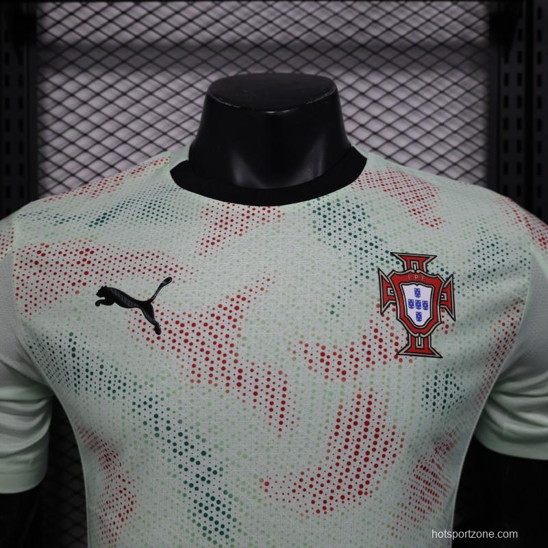 Player Version 2025 Portugal Away Mint Green Jersey with Graphic Pattern