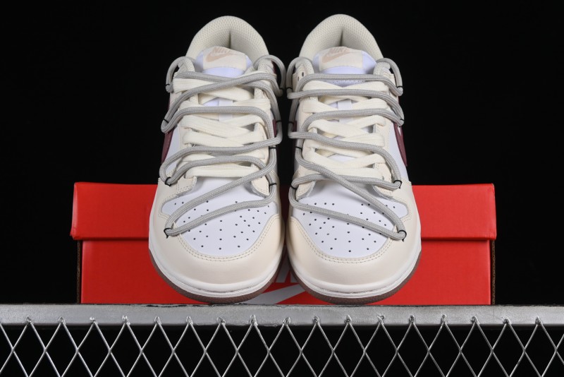 Nike Dunk Low Next Nature SB Lace-Up Low-Top Casual Sneakers in Cream Dark Brown - DD1873-103