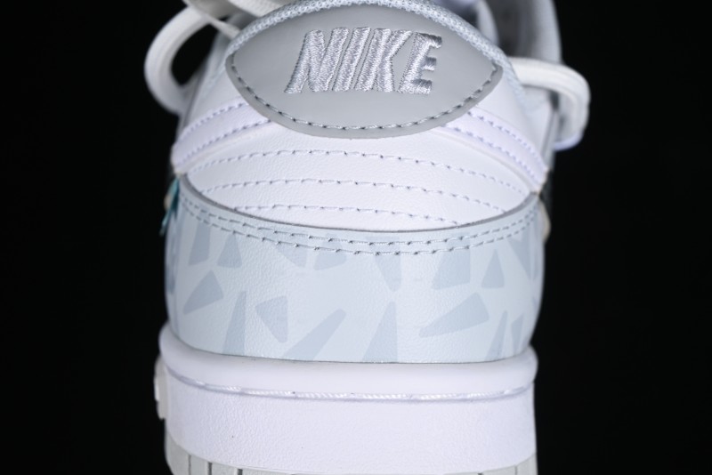 Nike Dunk Low Retro SB Casual Skate Shoes in Light Grey Blue with Silver Swoosh and Deconstructed Straps - HF0730-160