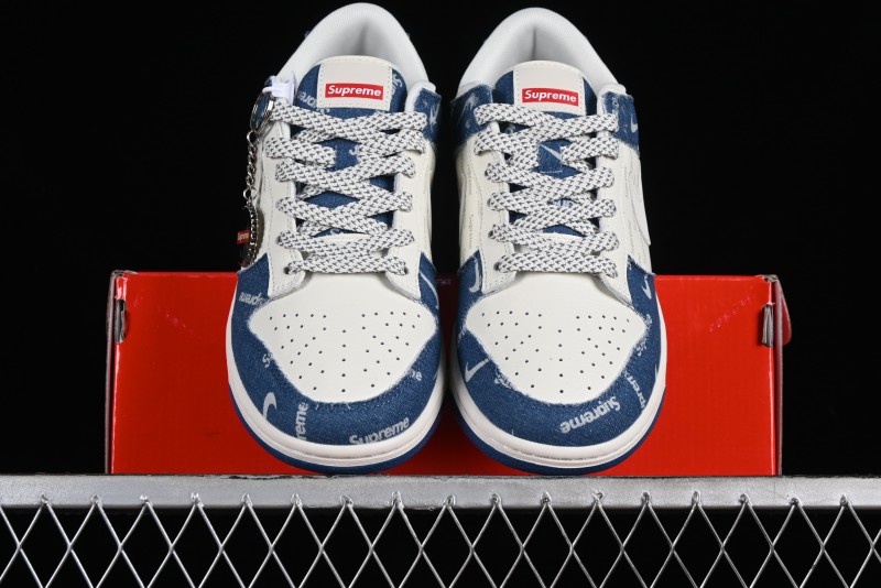 Nike Dunk Low Supreme - Denim Blue Jeans Anniversary High-End Customized Low-Top Casual Sneakers - FC1688-194