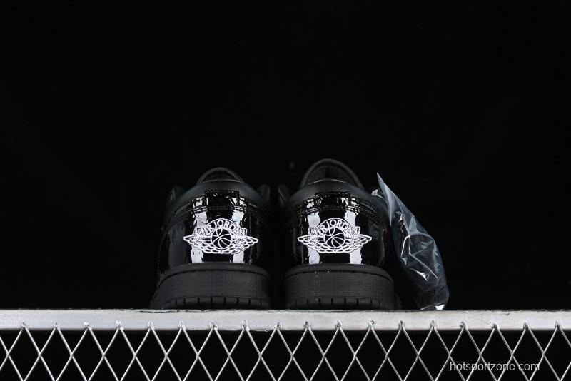 Nike Air Jordan 1 Low "Black Croc" Casual Sneakers with Crocodile-Embossed Leather - HJ7743-010