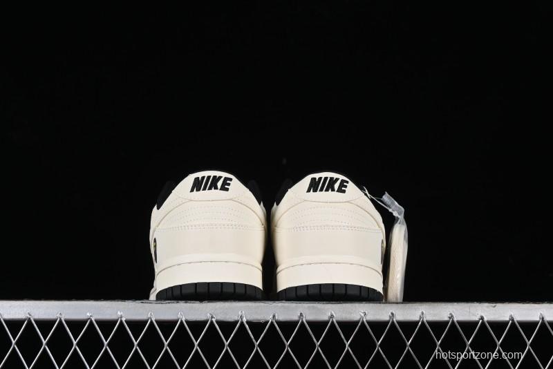 Nike SB Dunk Low BAPE Collaboration - Off-White Black Swoosh Anniversary Custom Low-Top Casual Skate Shoes - XD6188-037