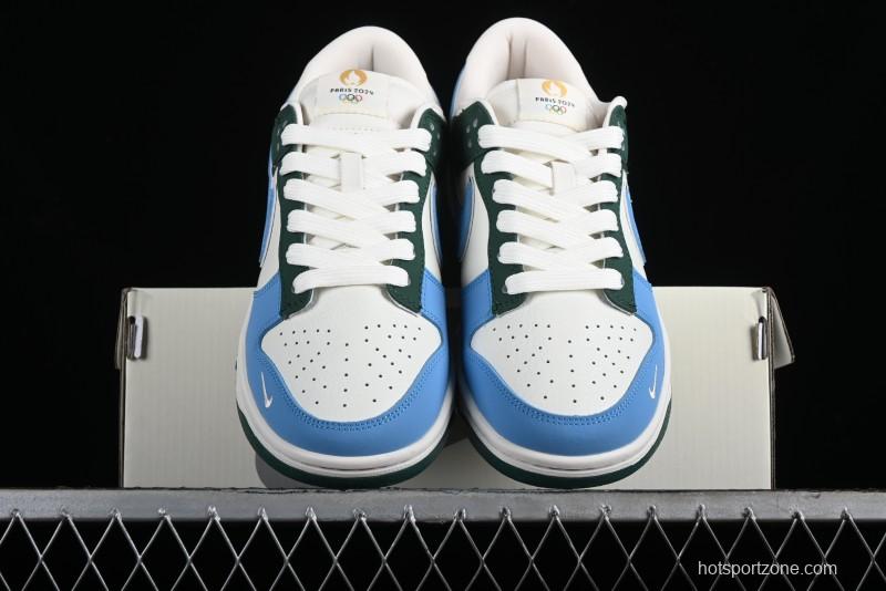 Nike SB Dunk Low Paris Olympics Limited Edition - Blue Green Color Blocking Low-Top Casual Skate Shoes - JH8310-952