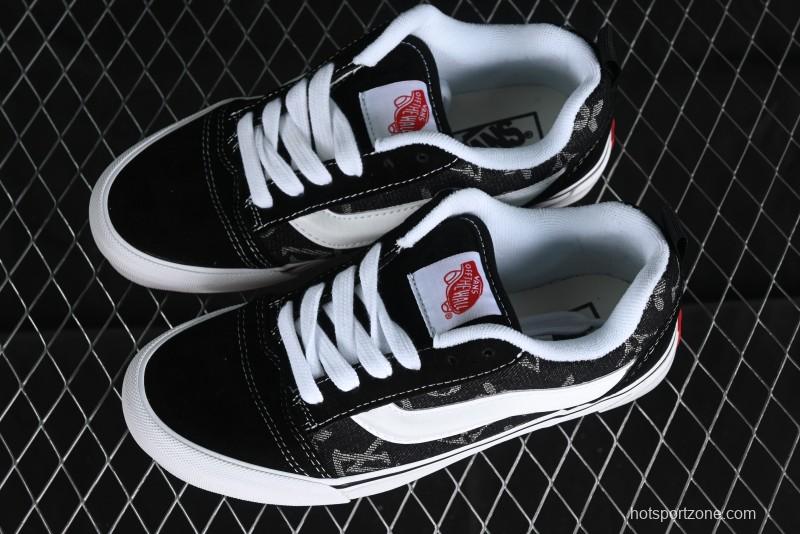 Vans Knu-Skool Premium Custom Denim Monogram Slip-On Shoes - VN0009QC6BT