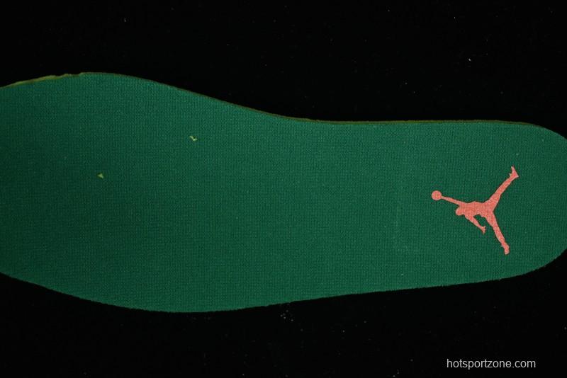 Nike Air Jordan 5 Retro Low AJ5 Sneakers in Football Grey with Vivid Orange and Pine Green Accents - FQ1293-018