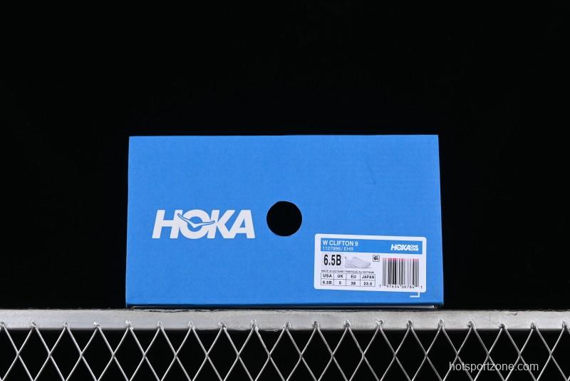 HOKA ONE ONE Clifton 9 Lightweight Knit Mesh Running Shoes with Enhanced Cushioning - 1127896 EHR