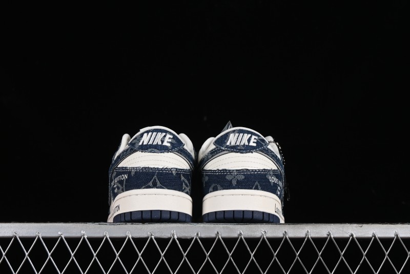 Nike SB Dunk Low LV Collaboration - Blue Denim Print Anniversary High-End Custom Low-Top Casual Skate Shoes - SJ2068-257
