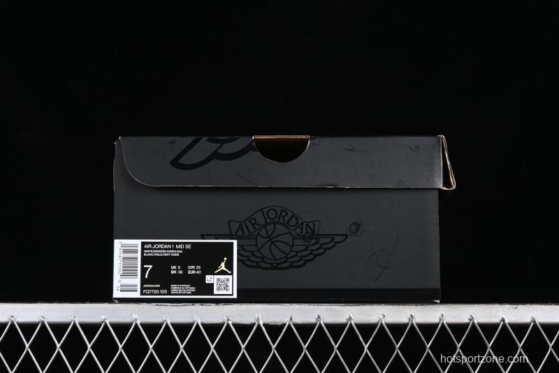Nike Air Jordan 1 Mid Basketball Shoes with Oxidized Green Leather and Perforated Toe - FQ7720-103