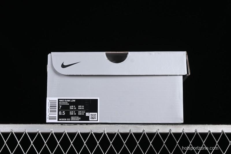 Nike SB Dunk Low Collaboration Three Swooshes Rice Wine Red Color Low-Top Casual Skateboarding Shoes - NK5639-322