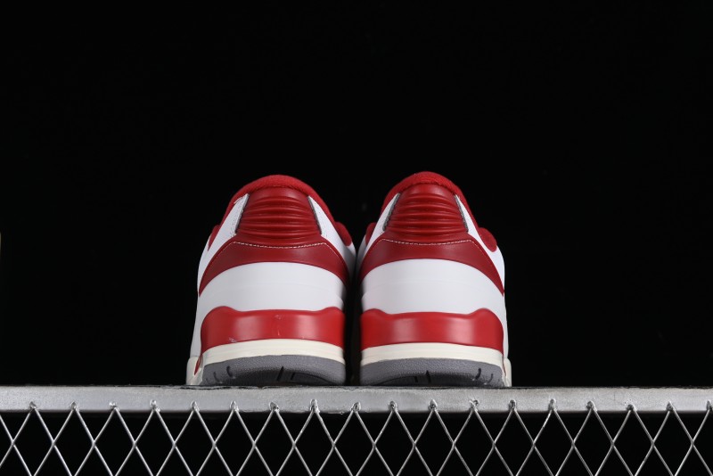 Nike Air Jordan 2/3 Retro Low Top Basketball Shoes in White and Red - FD0383-161