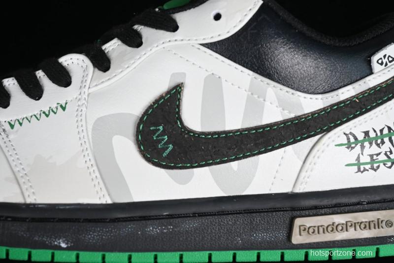 Nike Air Jordan 1 Low Retro Basketball Shoes with Panda Mischief Pioneer Rider Design - 553558-065