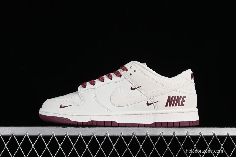 Nike SB Dunk Low Collaboration Three Swooshes Rice Wine Red Color Low-Top Casual Skateboarding Shoes - NK5639-322