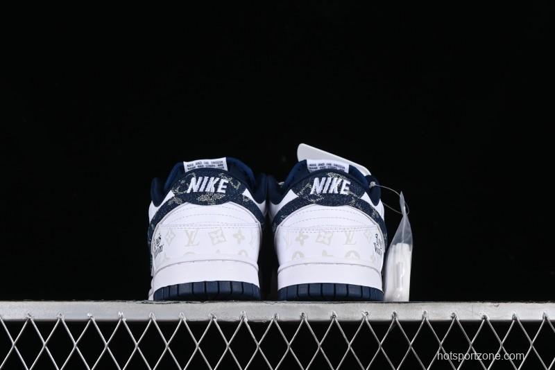 Nike SB Dunk Low LV Collaboration - Blue Midnight Elite Custom Low-Top Casual Skate Shoes - DD1391-122