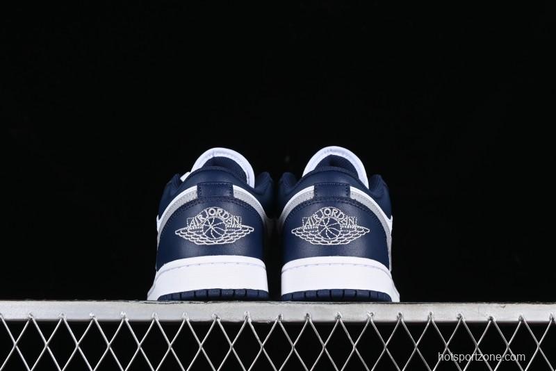 Nike Air Jordan 1 Low AJ1 White Blue Grey Low Top Lifestyle Basketball Shoes - 553558-141