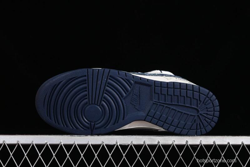 Nike SB Dunk Low LV Collaboration - Light Blue Check Print Anniversary High-End Custom Low-Top Casual Sneakers - SJ2068-249