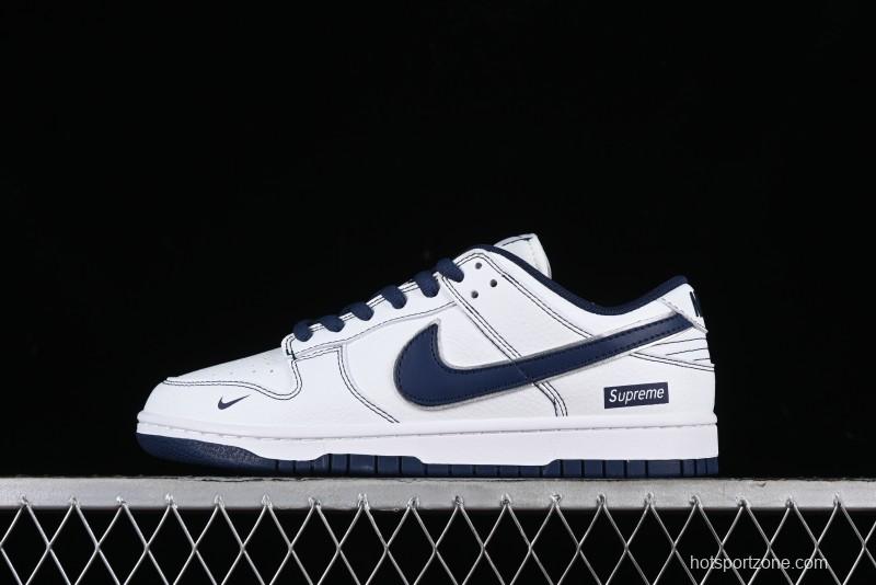Nike Supreme x SB Dunk Low Collaboration - Navy Blue Anniversary High-End Custom Low-Top Casual Skate Shoes - DY1503-005