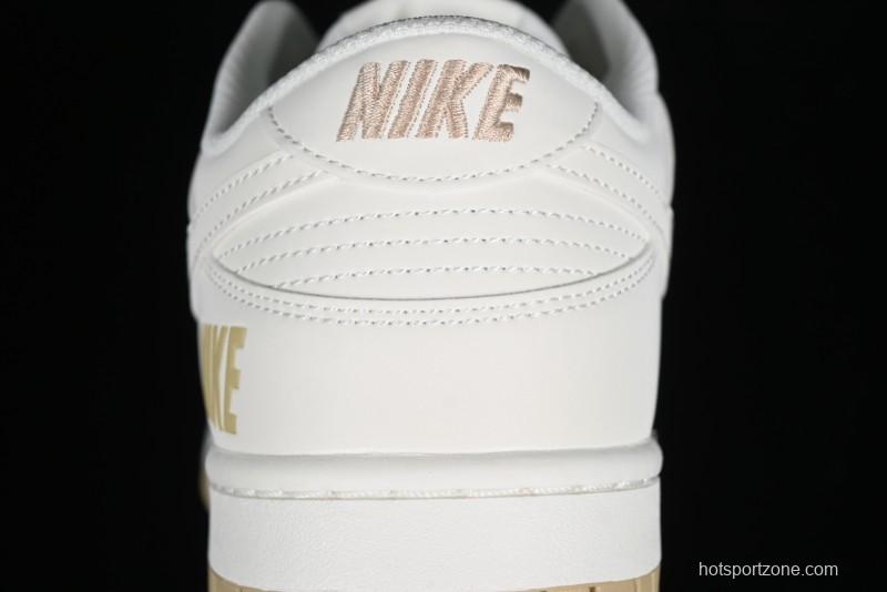 Nike SB Dunk Low Collaboration Three Swooshes Beige Gold Colorway Low-Top Casual Skateboarding Shoes - NK5639-326