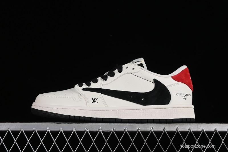 Nike Travis Scott x Fragment Design x Jordan Air Jordan 1 Low OG SP AJ1 LV Beige Black Red Casual Sneakers - LX1988-700