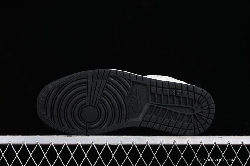 Nike Travis Scott x Fragment Design x Jordan Air Jordan 1 Low OG SP AJ1 LV Black Denim Print Low-Top Casual Sneakers - SJ2068-008