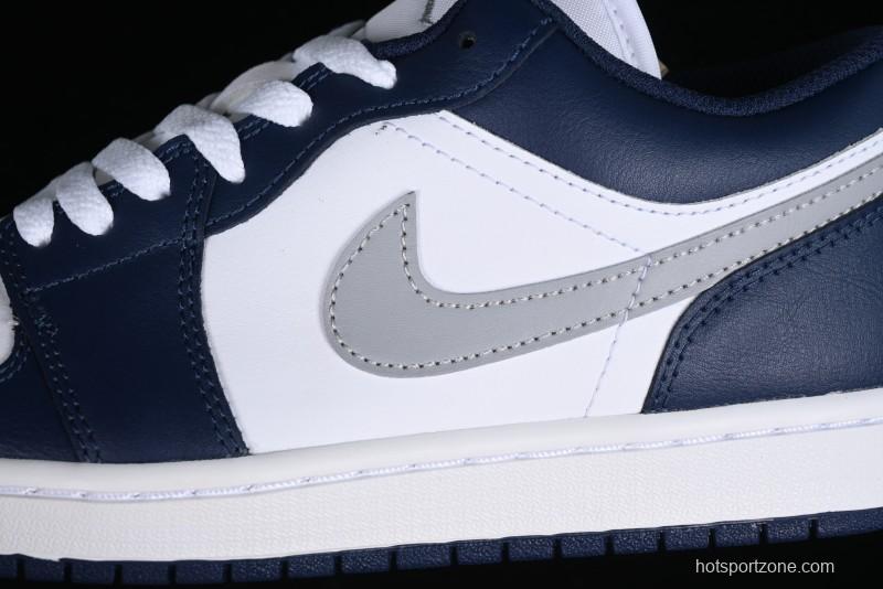 Nike Air Jordan 1 Low AJ1 White Blue Grey Low Top Lifestyle Basketball Shoes - 553558-141