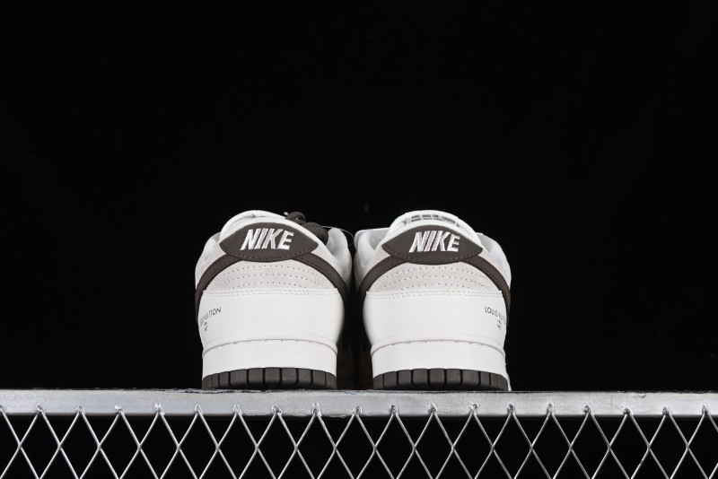 Nike SB Dunk Low LV Collaboration Anniversary Edition Premium Custom Suede Brown Swoosh Low-Top Casual Skate Shoes - LV6188-001