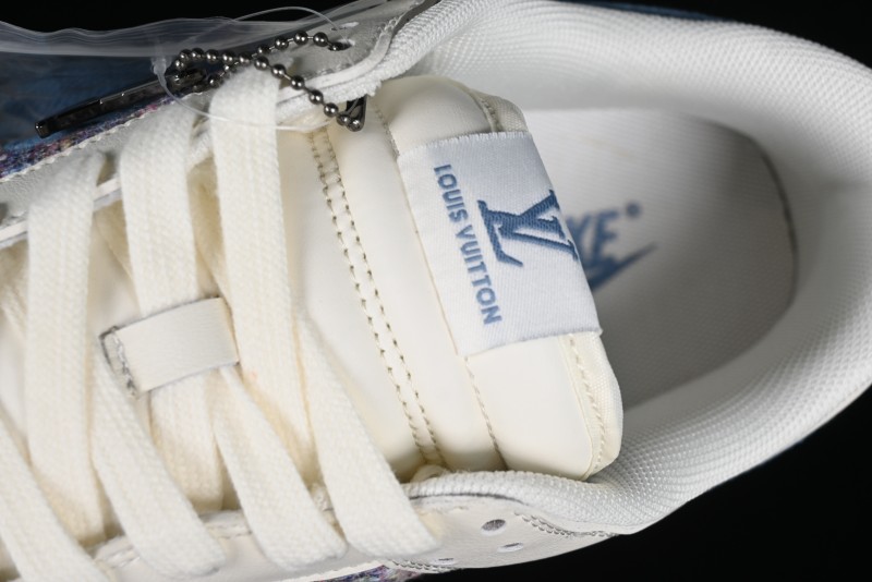 Nike SB Dunk Low LV Collaboration - Beige Blue Chanel Style Anniversary High-End Custom Low-Top Casual Sneakers - XX2025-323