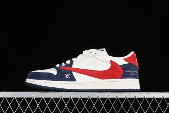 Nike Travis Scott x Fragment Design x Jordan Air Jordan 1 Low OG SP AJ1 LV Blue Red Low-top Casual Sneakers - YQ2088-670