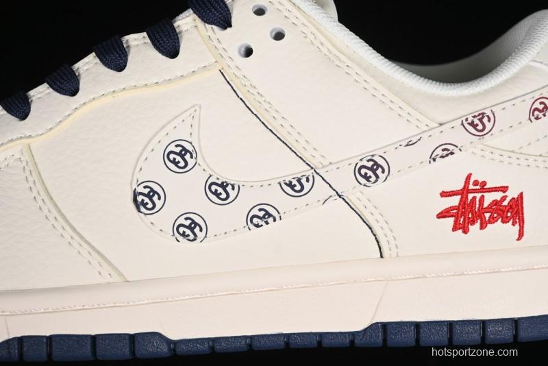 Nike SB Dunk Low Stussy Collaboration - Off White Floral Swoosh Anniversary High-End Custom Low-Top Casual Skate Shoes - XY1688-001