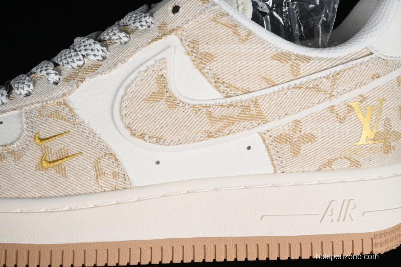 Nike Air Force 1 '07 Low V Collaboration - Khaki Mini Swoosh Low-Top Casual Sneakers - SJ2088-001