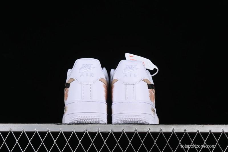 Nike Air Force 1 '07 Low Casual Sneakers with Anime-Inspired Hand-Painted Design, Broken Swoosh Shadow Effect, Brown/Black - CW2288-111