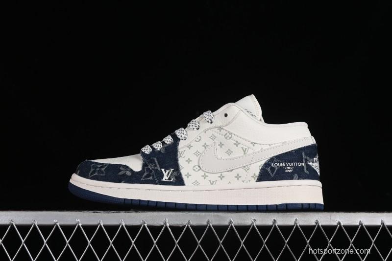 Nike Air Jordan 1 Low LV Collaboration - Light Blue Retro Casual Sneakers - SJ9950-003