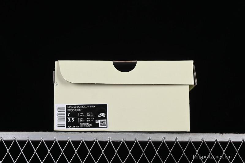 Nike SB Dunk Low BAPE Collaboration Anniversary Edition - White with Brown Swoosh Low-Top Casual Skate Shoes - XD6188-019