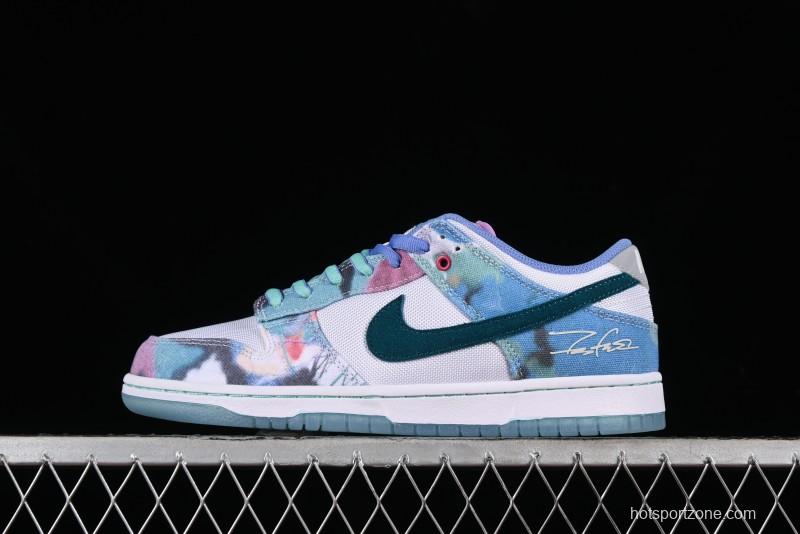 Nike Futura x Dunk Low Pro SB Skate Shoes with Tie-Dye Design - HF6061-400