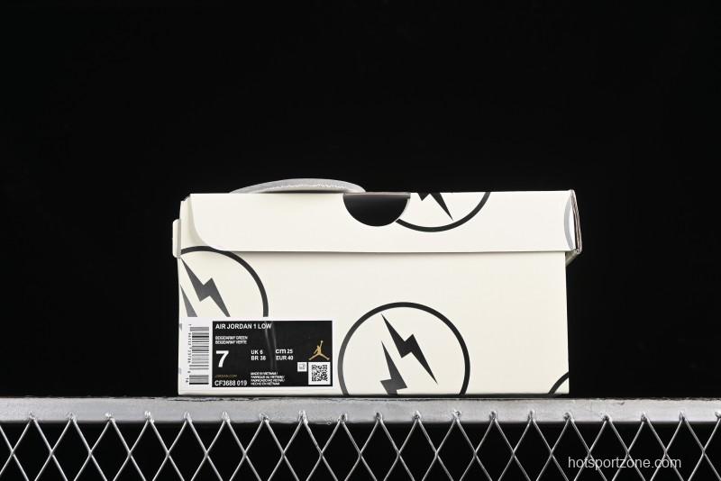 Nike Air Jordan 1 Low Retro Basketball Shoes in Off-White Olive Green - CF3688-019