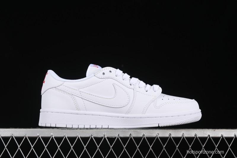 Nike Travis Scott x Fragment Design x Air Jordan 1 Low OG SP AJ1 Gucci Collaboration - White Low-Top Casual Sneakers LJ5188-014