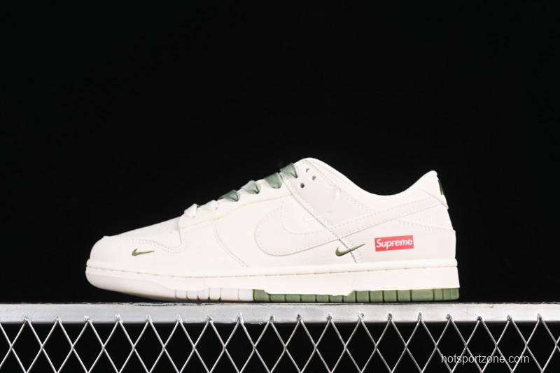 Nike SB Dunk Low Supreme Collaboration - Beige Green Two-Tone Anniversary High-End Custom Low-Top Casual Skate Shoes - BB8675-109