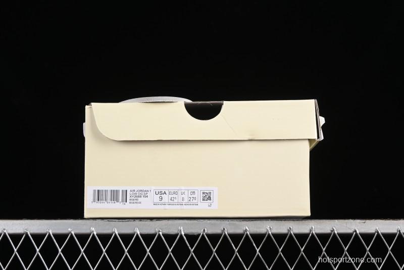 Nike Travis Scott x Fragment Design x Air Jordan 1 Low OG SP AJ1 Supreme Collaboration - Classic Off-White Low-Top Lifestyle Sneakers - XY2688-104