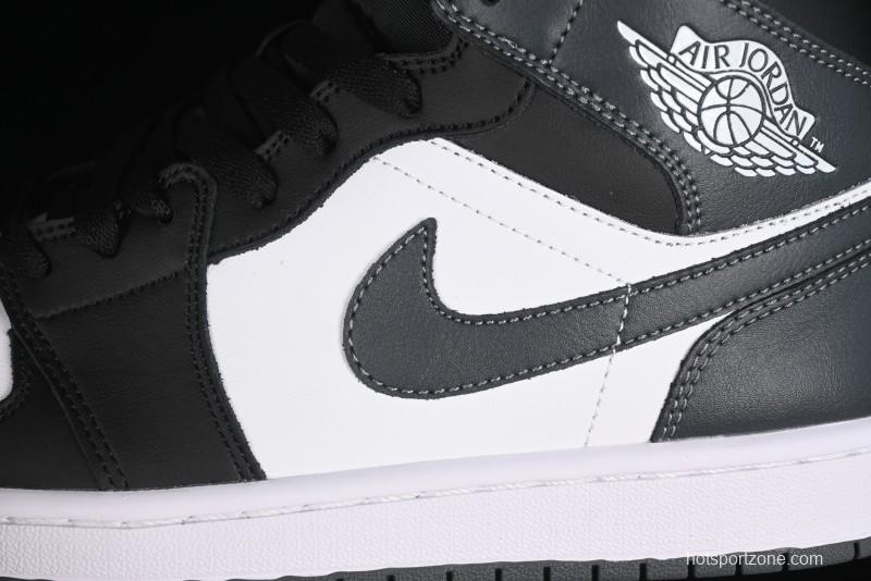 Nike Air Jordan 1 Mid AJ1 White Black Grey Mid-Top Casual Sneakers - DQ8426-001