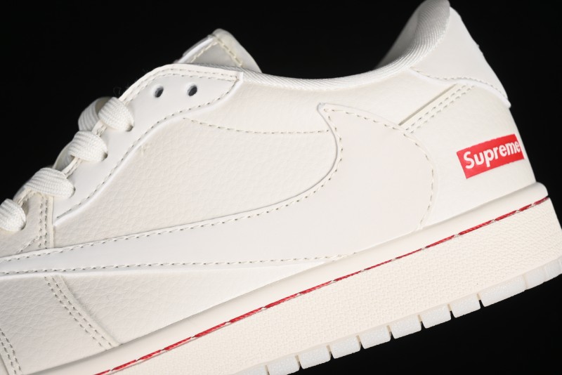 Nike Travis Scott x Fragment Design x Air Jordan 1 Low OG SP AJ1 Supreme Collaboration - Classic Off-White Low-Top Lifestyle Sneakers - XY2688-104