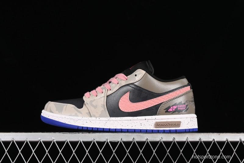 Nike Air Jordan 1 Low Retro Basketball Shoes with Panda Mischief Pioneer Knight Design - 553558-154